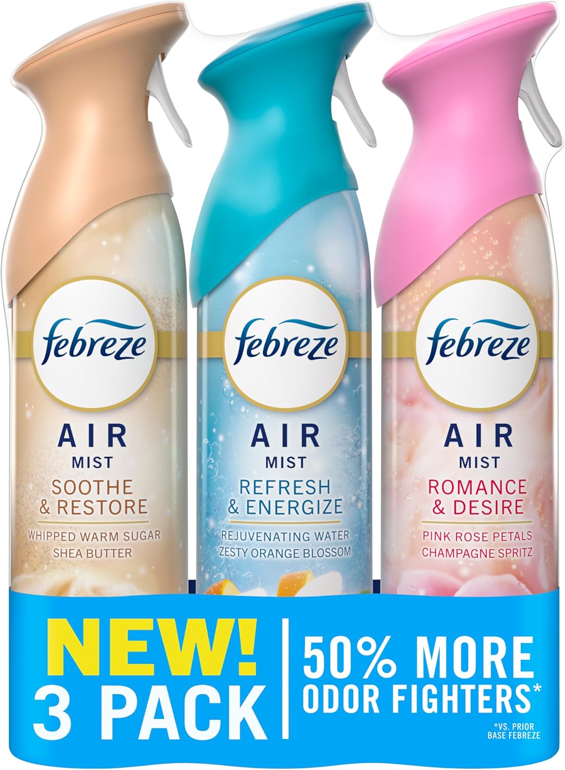 Febreze Air Mist, Air Freshener Spray, Odor Fighting Room Spray, Deodorizer for Home Bathroom Kitchen Office Apartment Dorm Room Classroom, Kitchen Base Mix, 8.1oz, 3ct