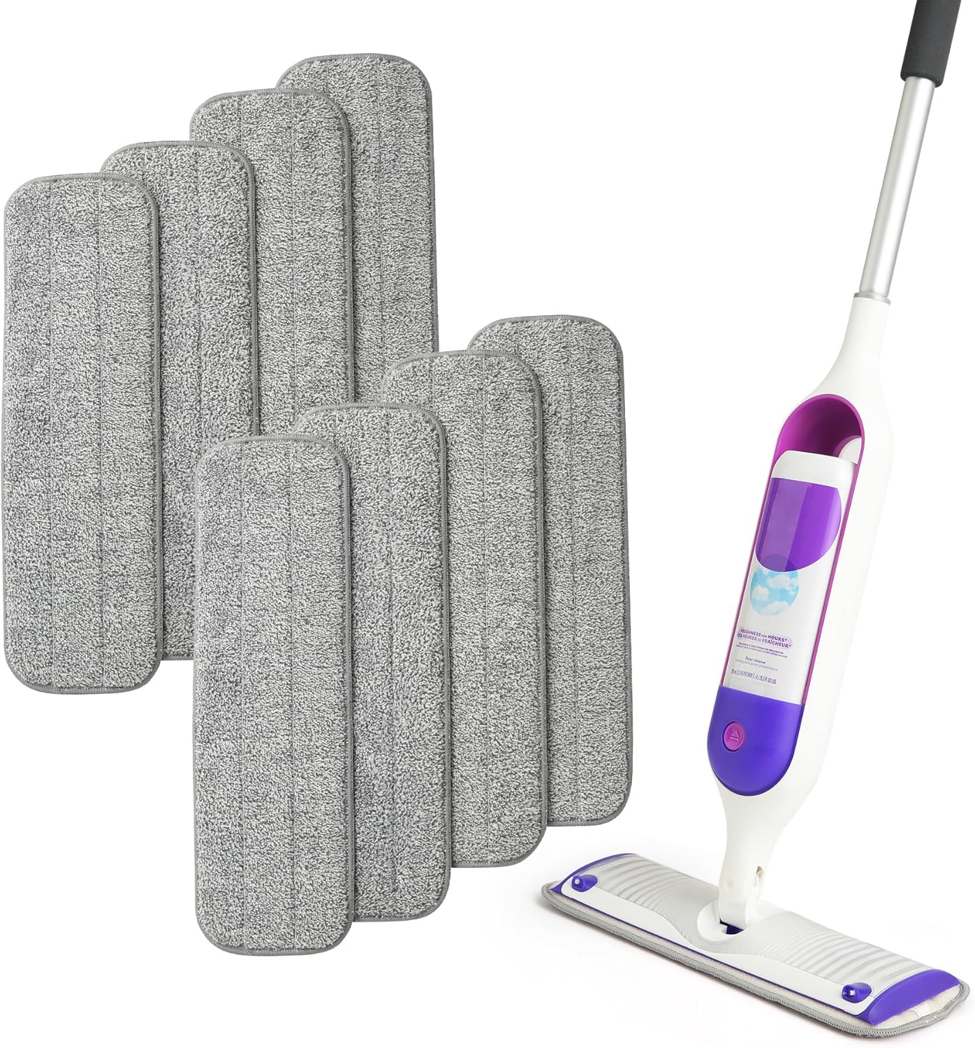 8 Pack Microfiber Spray Mop Replacement Pads for Swiffer PowerMop, Washable & Reusable Mop Refills for 13 ''-15 '' Spray Mops, Wet & Dry Cleaning Pad for Hardwood, Tile, Marble & Pet Hair