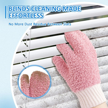 MIG4U Microfiber Dusting Gloves House Cleaning Glove for Blinds, Windows, Shutters, Furniture, and Car, Reusable Lint-Free Pink 1 Pair S/M