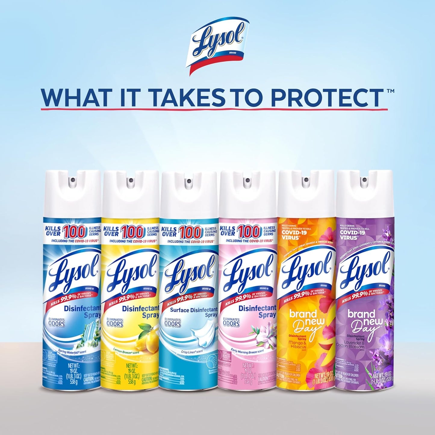 Lysol Disinfectant Spray, Sanitizing And Antibacterial Spray, For Disinfecting And Deodorizing, Early Morning Breeze, 19 Fl Oz (Pack Of 2), Packaging May Vary