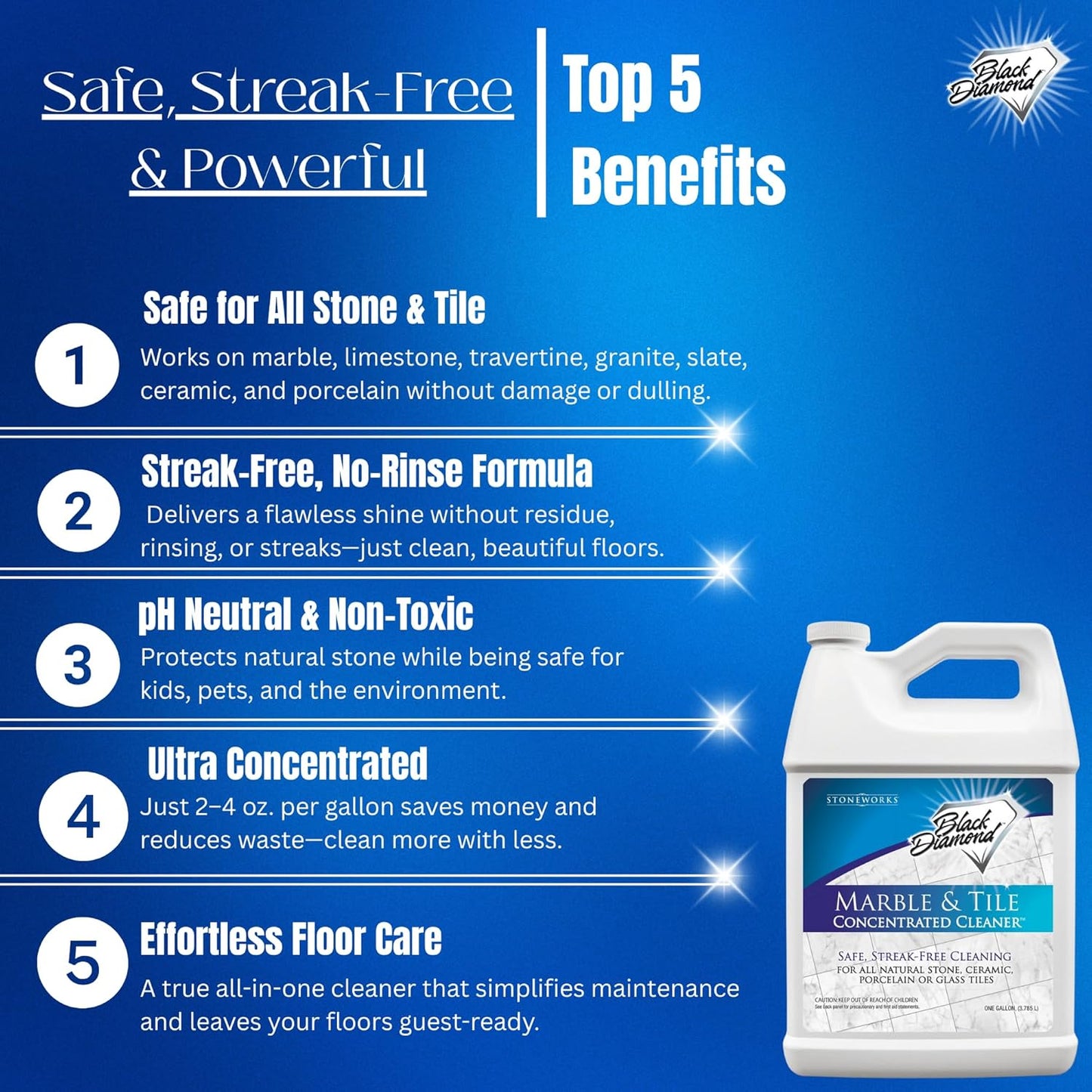 Black Diamond Ultimate Grout Cleaner: Best Cleaner for Tile,Ceramic,Porcelain, Marble Acid-Free Safe Deep Cleaner & Stain Remover for Even The Dirtiest Grout. (1-Quart/1-Brush)