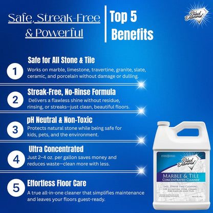Black Diamond Ultimate Grout Cleaner: Best Cleaner for Tile,Ceramic,Porcelain, Marble Acid-Free Safe Deep Cleaner & Stain Remover for Even The Dirtiest Grout. (1-Quart/1-Brush)