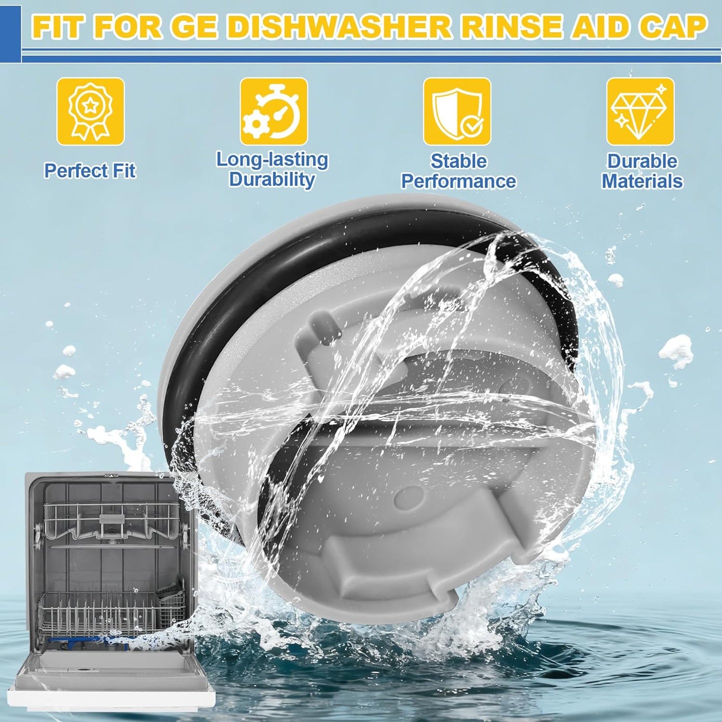 Upgrade WD12X10122 Dishwasher Rinse Aid Dispenser Cap Compatible with GE Dishwashers Replaces WD12X10102 WD12X10200 PS958932 AH958932 EA958932 EAP958919-1 Pack