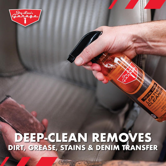 Jay Leno's Garage Car Leather Conditioner and Auto Leather Care - Professional Leather Conditioner for Car Seats, Nourishes Protects & Restores, Lanolin & Beeswax Formula, Non-Greasy Finish (16 oz)