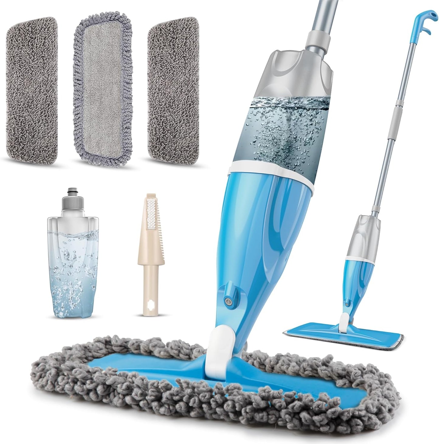 Spray Mops for Floor Cleaning: EXEGO Wet Mop with 3 Washable Microfiber Pads for Swiffer Powermop - Floor Flat Mop Dust Dry Nops for Hardwood Tile Wood Laminate Vinyl Marble - Home Commercial Mop