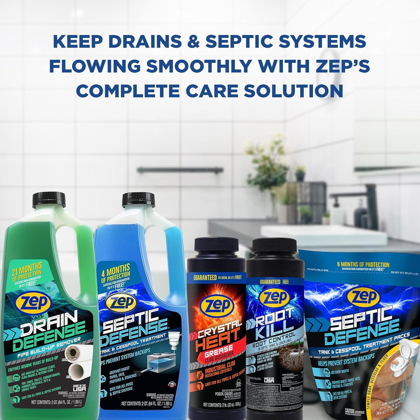 Zep Drain Defense Pipe Build-Up Remover - 64 Ounces - ZLDC648 - Professional Strength Liquid Pipe Build Up Remover,GREEN