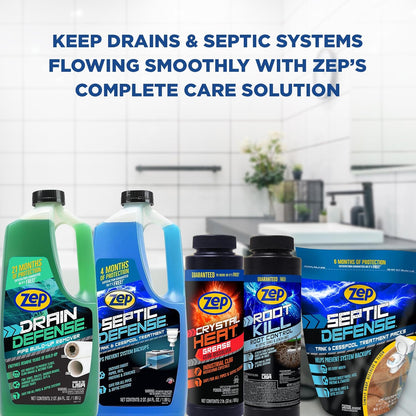 Zep Drain Defense Pipe Build-Up Remover - 64 Ounces - ZLDC648 - Professional Strength Liquid Pipe Build Up Remover,GREEN