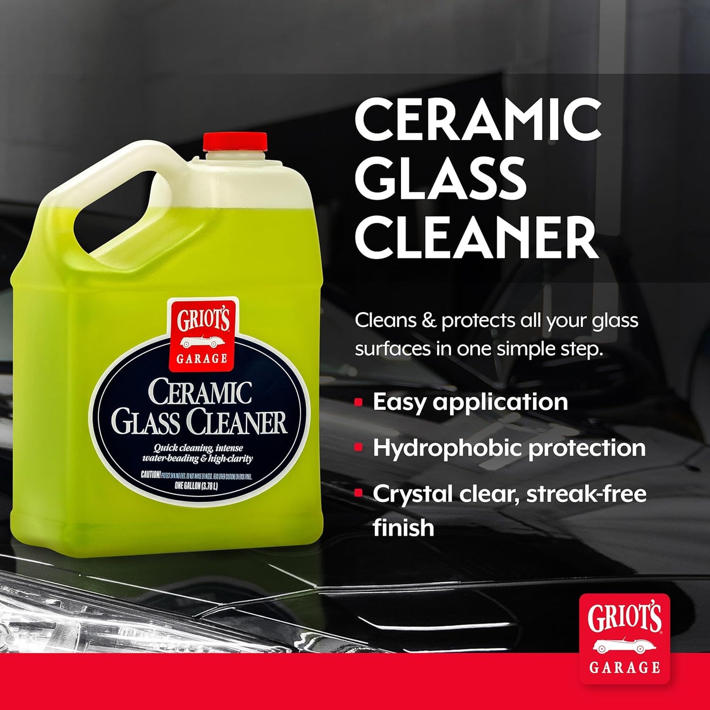 Griot's Garage Ceramic Glass Cleaner Spray for Car Windows, Windshields, Mirrors and Home Use, Cleans and Protects, Streak-Free, 10835, 22oz