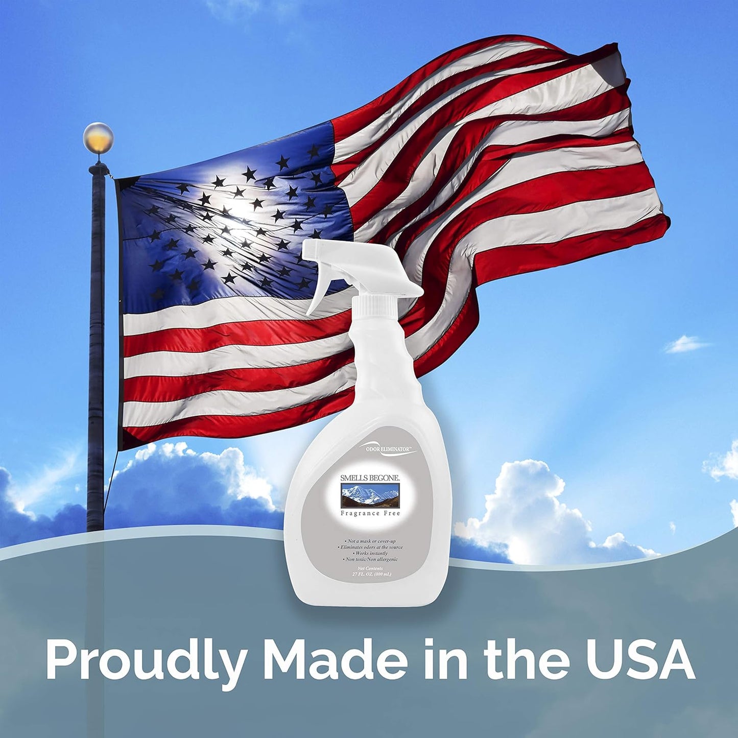 SMELLS BEGONE Air Freshener Spray - 12 oz, Pack of 2 - Odor Eliminator - Eliminates Odors from Smoke, Trash Cans, Cars, Pets & Boats - Fragrance Free