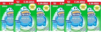 Scrubbing Bubbles Fresh Gel Toilet Bowl Cleaning Stamps, Helps Keep Toilet Clean and Helps Prevent Limescale & Rings, Rainshower Scent, 1 Dispenser with 24 Fresh Gel Stamps