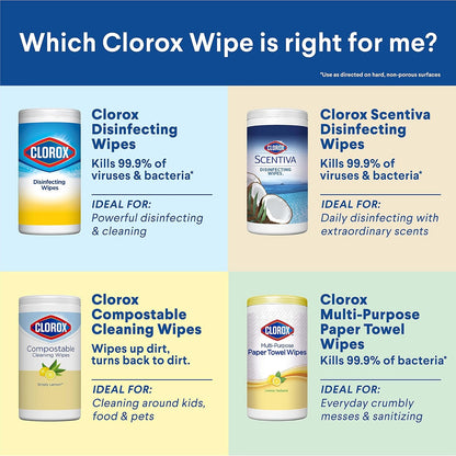 Clorox Disinfecting Wipes, Bleach Free Cleaning Wipes, Household Essentials, Dorm Room Essentials, 75 Wipes, Pack Of 3, Fresh Scent (Package May Vary)