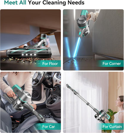S10 Cordless Vacuum Cleaner, 55Kpa 60mins Lightweight Stick Vacuum with Powerful Suction for Home, Rechargeable, Self-Standing, Handheld Vacuum Cleaners for Hardwood Floors, Carpets, Violet