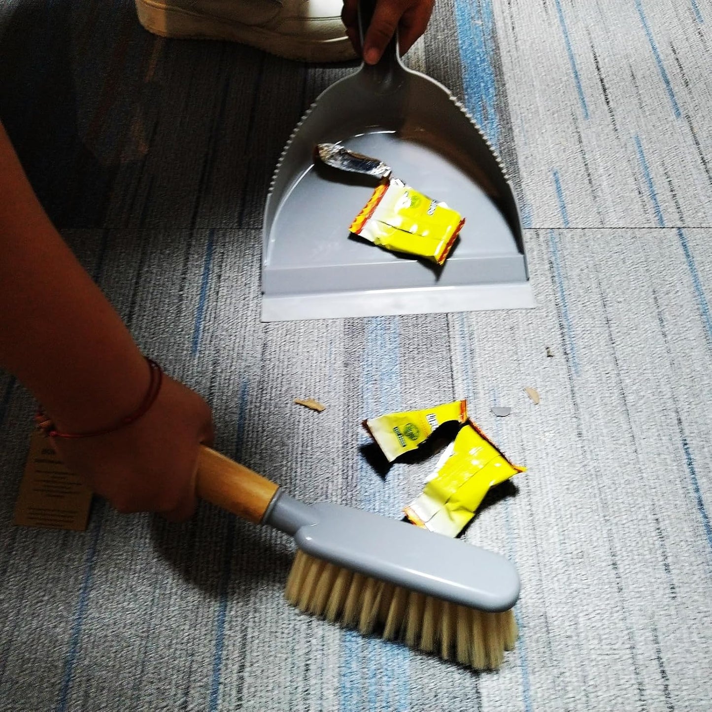 Mini Broom and Dustpan Set - Small Broom and Dustpan Set for Home, Camping Broom, Whisk Brooms Small(Gray Orange)