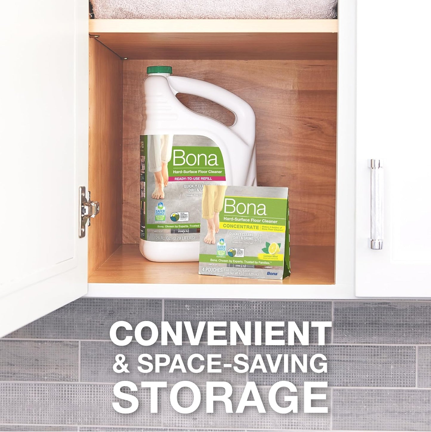 Bona Multi-Surface Floor Cleaner Concentrate - 1 fl oz - 4-Pack - Residue-Free Floor Cleaning Solution for Bona Spray Mop and Spray Bottle Refill - For Stone, Tile, Laminate, and Vinyl Floors