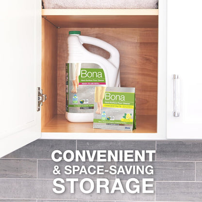 Bona Multi-Surface Floor Cleaner Concentrate - 1 fl oz - 4-Pack - Residue-Free Floor Cleaning Solution for Bona Spray Mop and Spray Bottle Refill - For Stone, Tile, Laminate, and Vinyl Floors