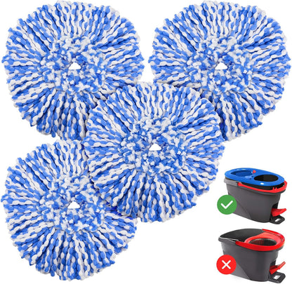 8 Pack RinseClean Spin Mop Replacement Head Refills Compatible with O Ceda RinseClean 2 Tank System, Blue Microfiber Mop Refills for Floor Cleaning