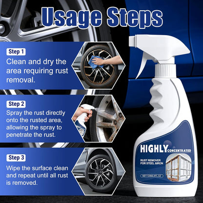 2Pcs Rust Remover Spray for Metal, Powerful Rust Remover Heavy Duty Metal Cleaner for Steel & Iron, Multipurpose Highly Concentrated Steel Rust Remover for Tools, Automotive Parts