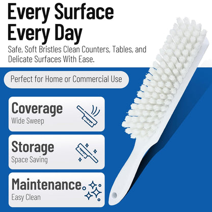 SPARTA Handheld Soft Counter Brush 8 Inch Bristle Span, Multi-Use Dust Brush with 5 Inch Handle for Tables, Countertops, and Delicate Surfaces, Polyester, Orange