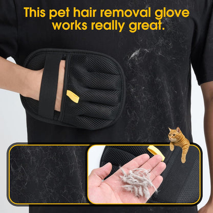 Pet Hair Removal Glove for Dogs & Cats;Upgraded Thickened with Static Technology Reusable for Carpets Clothes Sofas Bedding & More