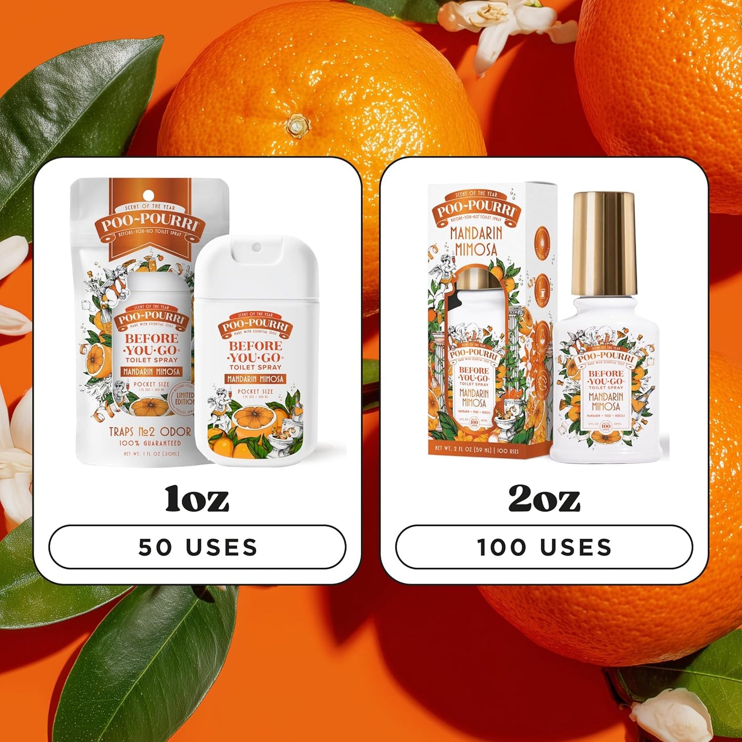 Poo-Pourri Before-You-Go Toilet Spray, Pink Citron, 2 Fl Oz, Up to 100 Uses, Bathroom Odor Deodorizer with Essential Oils for Home or Work, Travel Essentials, TSA Approved Size