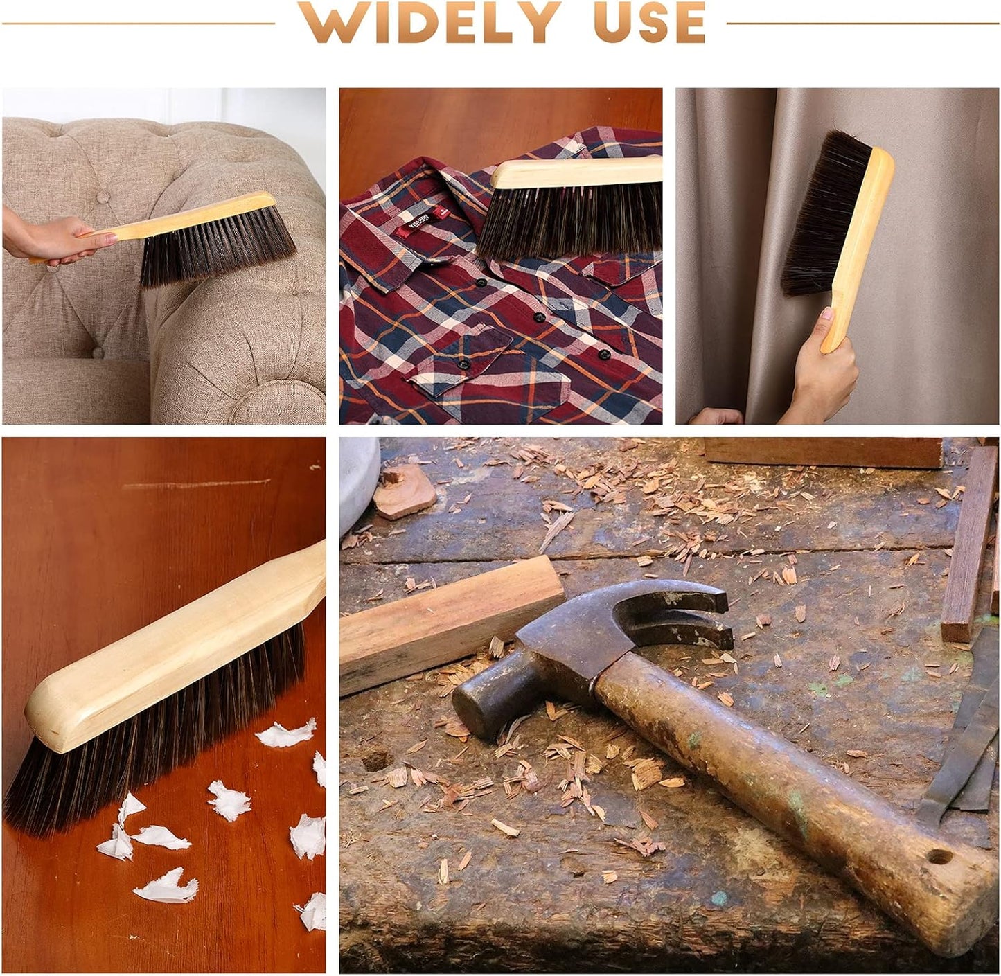 Patelai 2 Pieces Wooden Bench Brushes Fireplace Brush Natural Fiber Bench Soft Bristles Long Wood Handle Dust for Hearth Tidy Car Home Workshop Woodworking(Gray)
