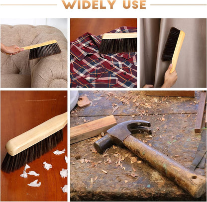 Patelai 2 Pieces Wooden Bench Brushes Fireplace Brush Natural Fiber Bench Soft Bristles Long Wood Handle Dust for Hearth Tidy Car Home Workshop Woodworking(Gray)