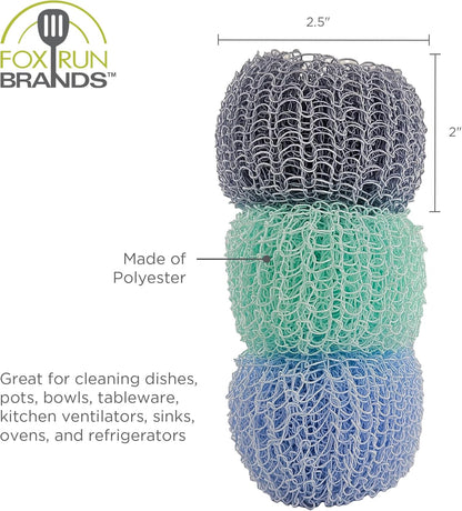 Fox Run Silicone Dish Scrubbers, Set of 6 Multi-Purpose Reusable Cleaning Brushes, Safe for Non-Stick, Blue, Cyan, and Light Purple