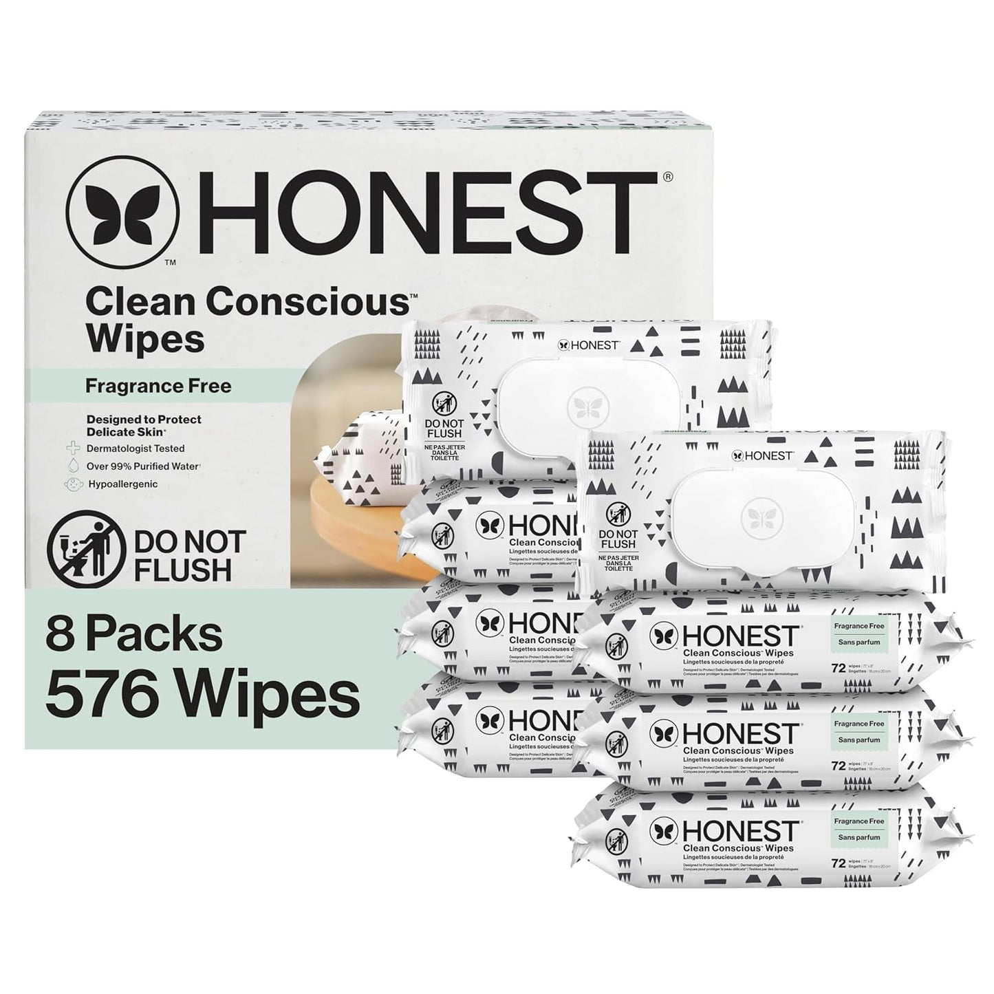 The Honest Company Hypoallergenic Multi-Use Baby Wipes for Sensitive Baby Skin, Rose Blossom, 60 Count
