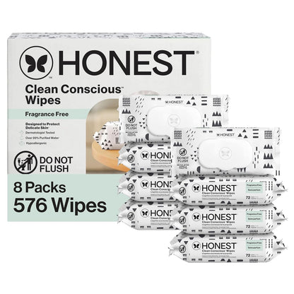 The Honest Company Hypoallergenic Multi-Use Baby Wipes for Sensitive Baby Skin, Rose Blossom, 60 Count