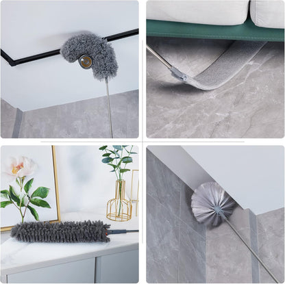 BOOMJOY Microfiber Feather Duster with Extendable Pole and Bendable Head, 100" Telescoping Duster for Cleaning Ceiling, Fan, Furniture