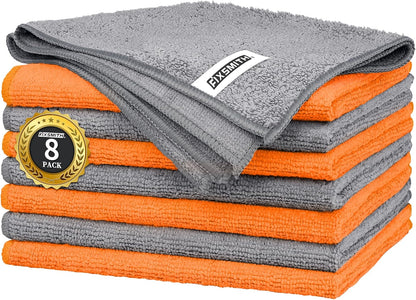 FIXSMITH Microfiber Cleaning Cloth - Pack of 8, Size: 12 x 16 in, Multi-Functional Cleaning Towels, Highly Absorbent Cleaning Rags, Lint-Free, Streak-Free Cleaning Cloths for Car Kitchen Home