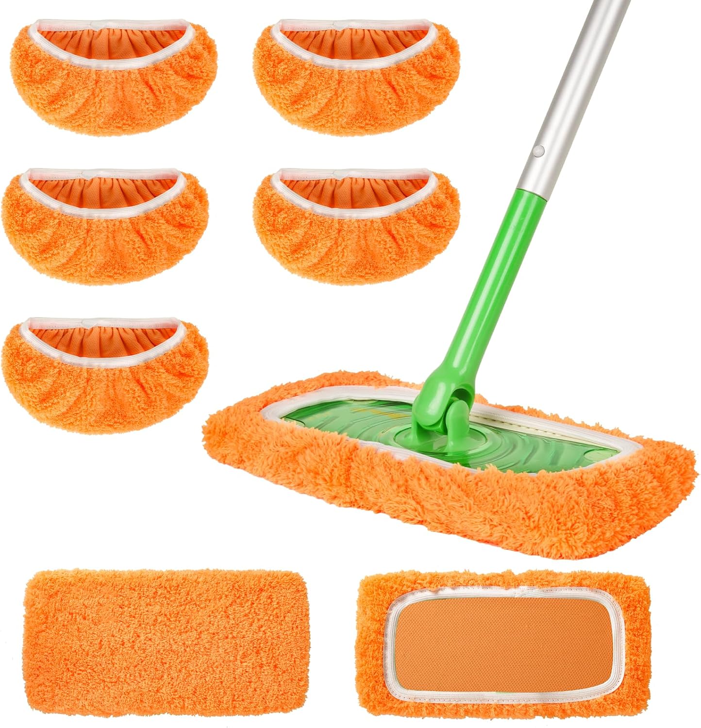 AmaVins 5 Pack Reusable Microfiber Mop Pads Compatible with Swiffer Sweeper Mop, Wet and Dry Flat mop Cover, Washable Mop Pads for Surface/Hardwood Floor Cleaning (Mop is Not Included)