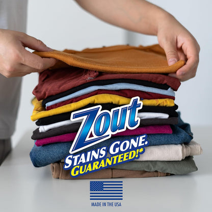 Zout Laundry Stain Remover, Triple Enzyme Formula for Blood, Tomato Sauce, & Oil Stains, Made in USA, 12 Ounce Squeeze Bottle with Flip Top Cap