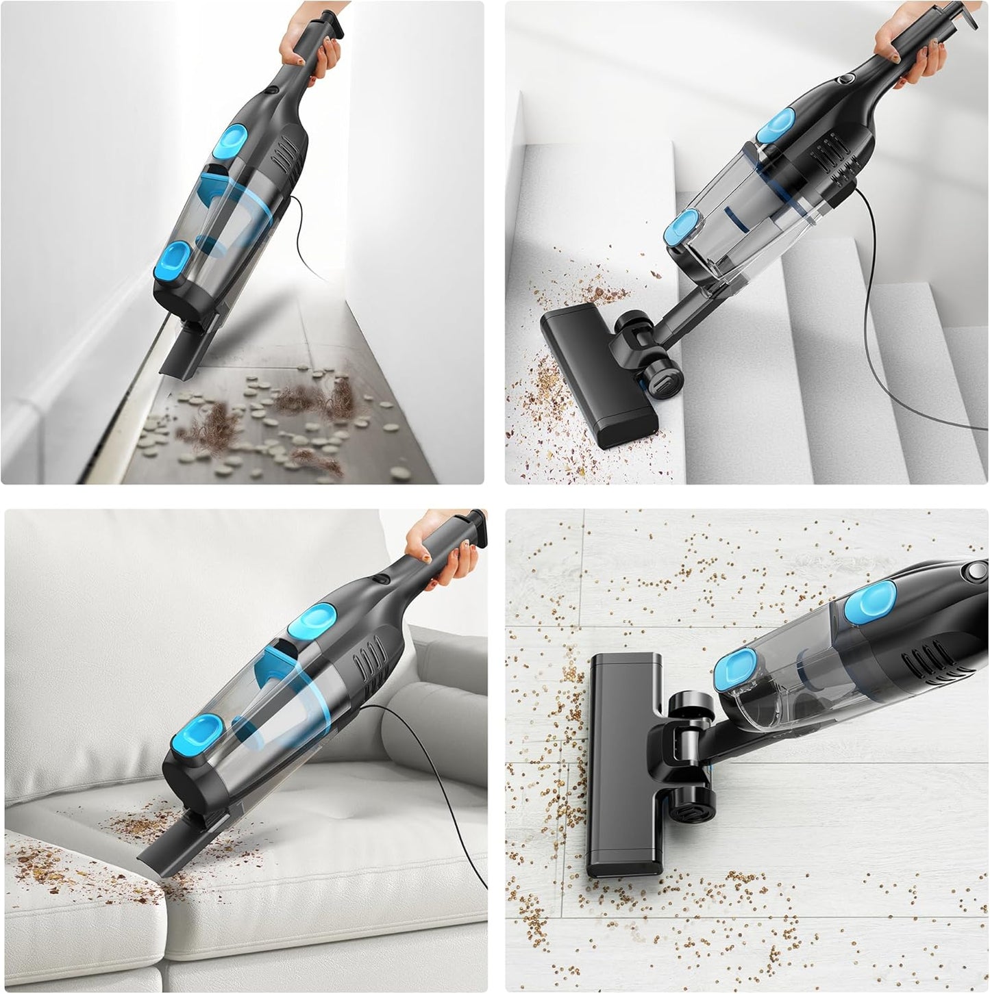 Vazone R6X Corded Stick Vacuum Cleaners for Home, 20Kpa Powerful Suction Stick Vacuum with 16Ft Cord, 2 in 1 Lightweight Vacuum Cleaner for Hardwood Floor Pet Hair