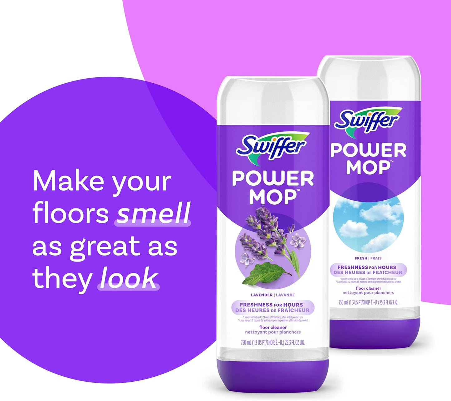 Swiffer PowerMop Floor Cleaning Solution with Fresh Scent, PowerMop Refills, Floor Cleaner for Mopping, 25.3 fl oz, 2 Pack