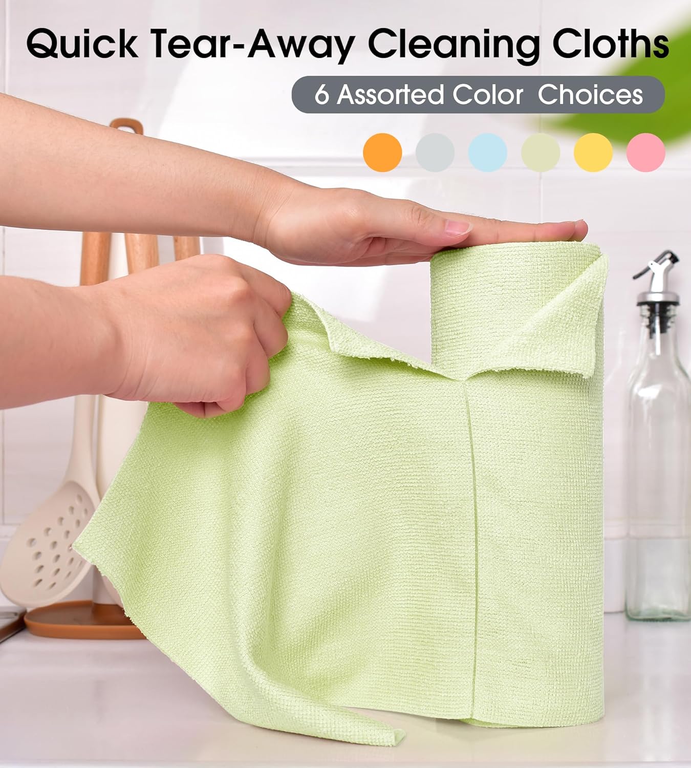KitchLife Microfiber Cleaning Cloth Roll - Tear-Away Reusable Microfiber Paper Towels, Lint-Free, Washable, 20 Sheets for Kitchen, Car, Dishes, and Sensitive Surfaces (Pink)