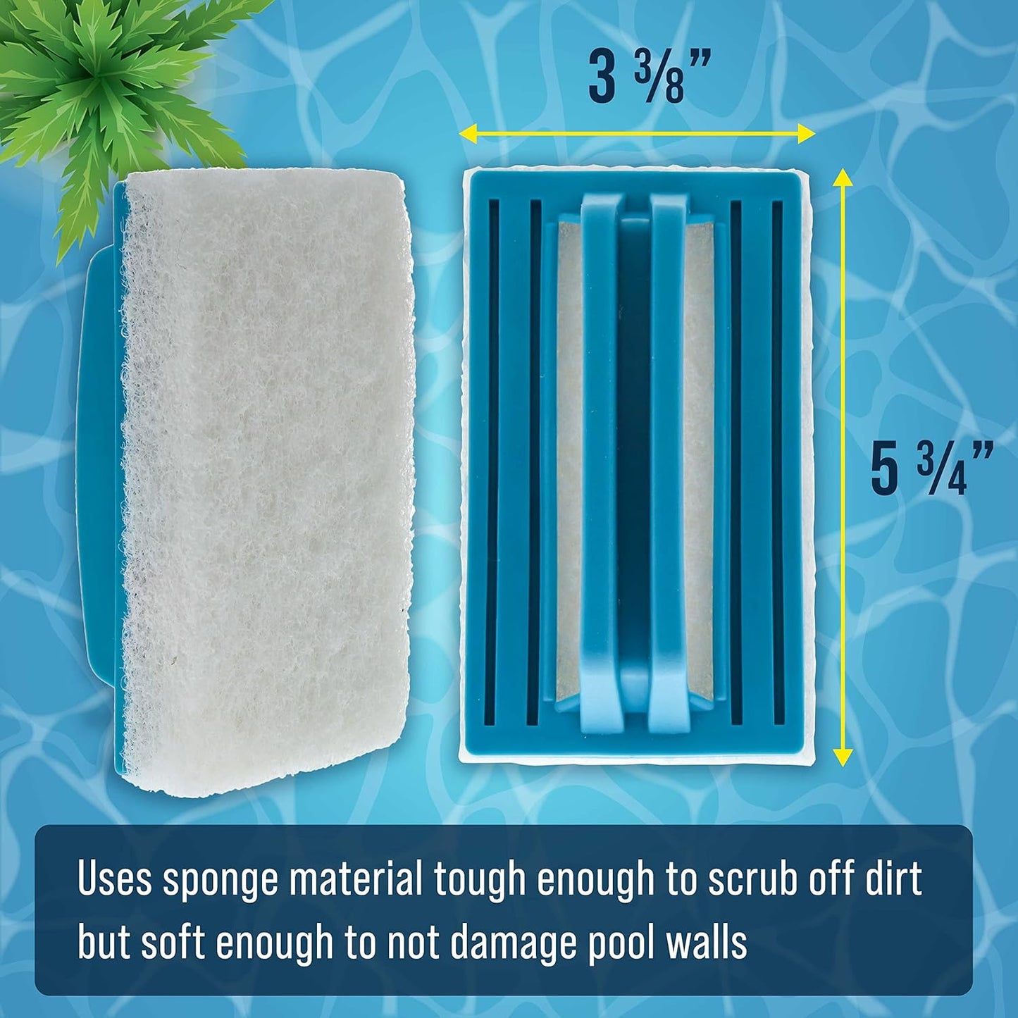 U.S. Pool Supply Hand-Held and Pool Pole Attachment Scrub Brushes - Surface Scrubbing Scouring Sponge Pads - Clean Pool Tile Grout Walls, Vinyl Liners, Spas, Remove Stains, Kitchen Bathroom Tub Shower
