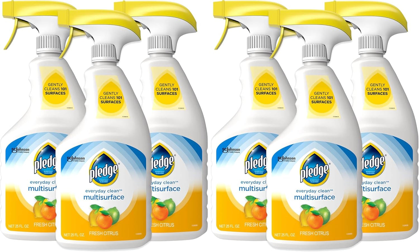 Pledge pH-Balanced Multisurface Cleaner Spray for Everyday Care, Fresh Citrus Scent, 25oz (Pack of 3)