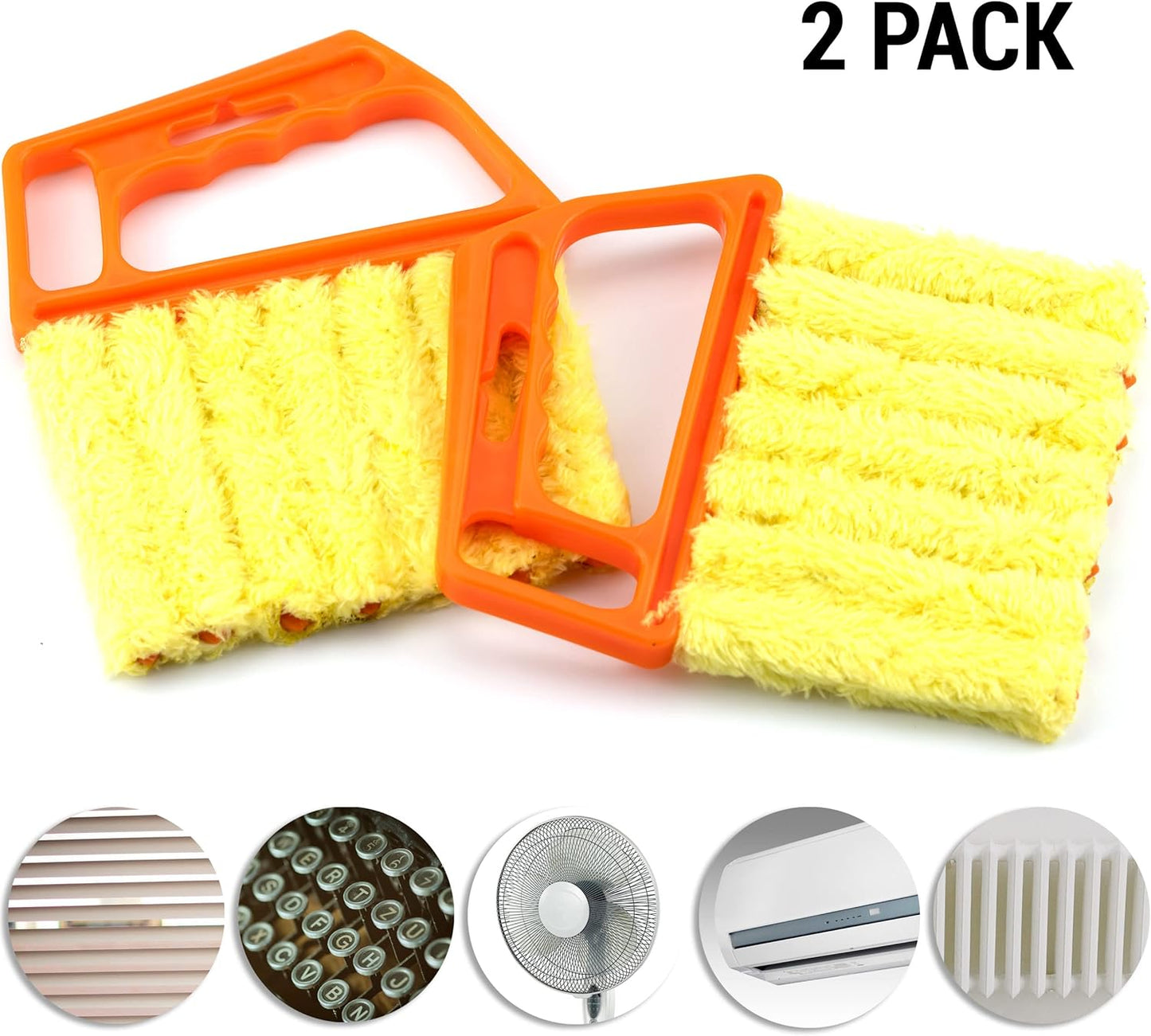 Pack of 2, Blind Cleaner 7 Finger Dusting Cleaner Tool for Window Shutters Venetian Shades Blinds Hand-Held Washable Mini Dust Cleaner Brush Air Conditioner Duster Dirt Cleaner for Housework