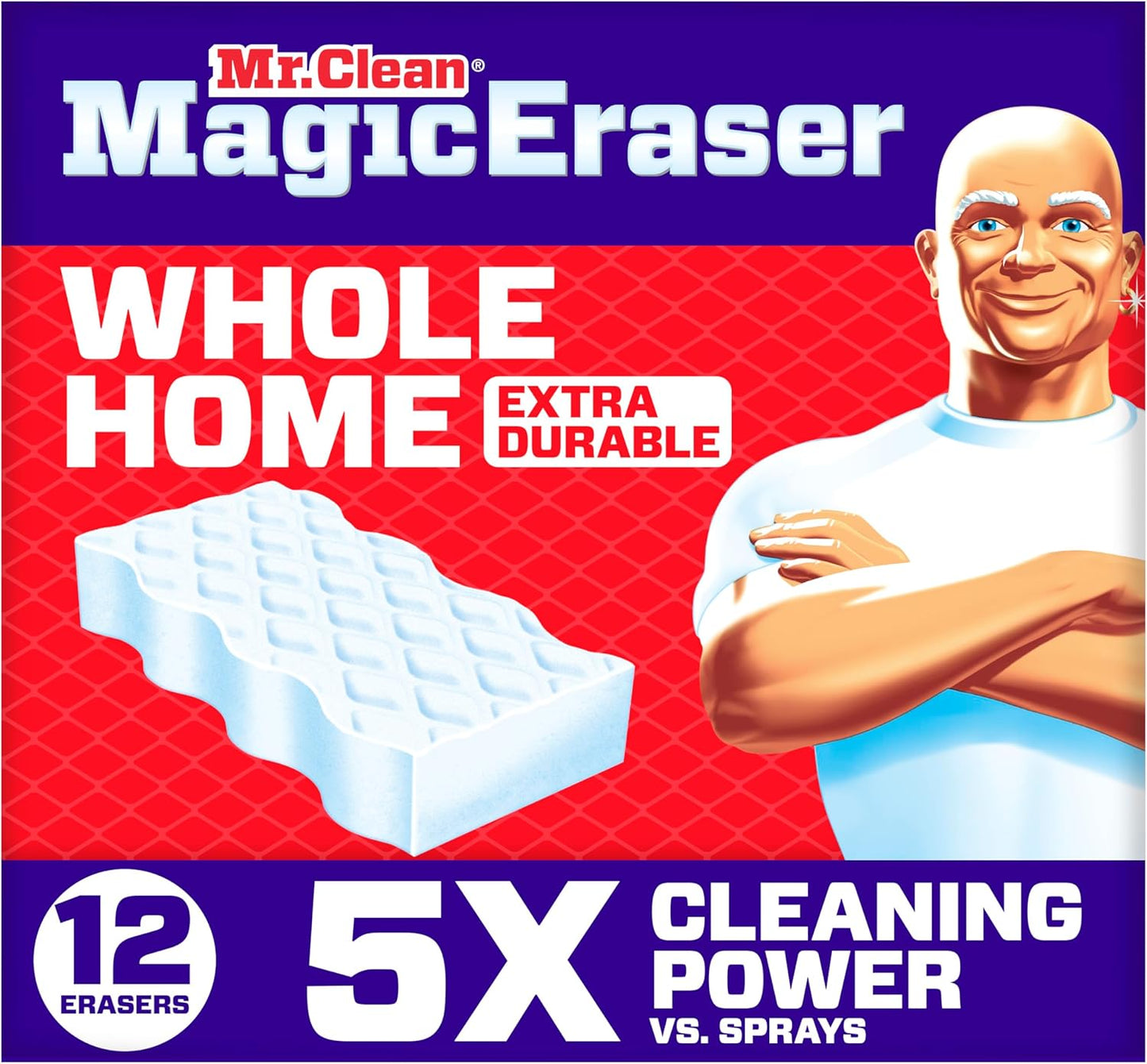 Mr. Clean Magic Eraser Sponge, All Purpose Cleaner, Cleaning Scrubber, Wall, Sneaker, Kitchen, Bathroom, Shower Cleaner, Cleaning Supplies, Melamine Sponge, Cleaning Pads, Extra Durable, 10ct