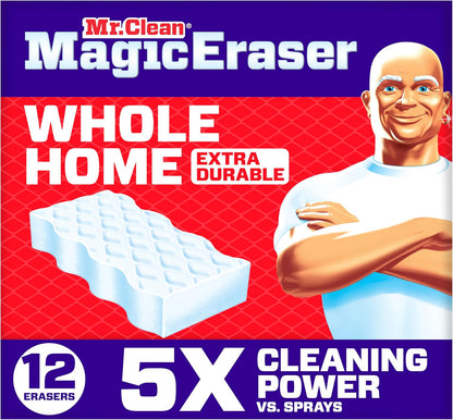 Mr. Clean Magic Eraser Sponge, All Purpose Cleaner, Cleaning Scrubber, Wall, Sneaker, Kitchen, Bathroom, Shower Cleaner, Cleaning Supplies, Melamine Sponge, Cleaning Pads, Extra Durable, 10ct