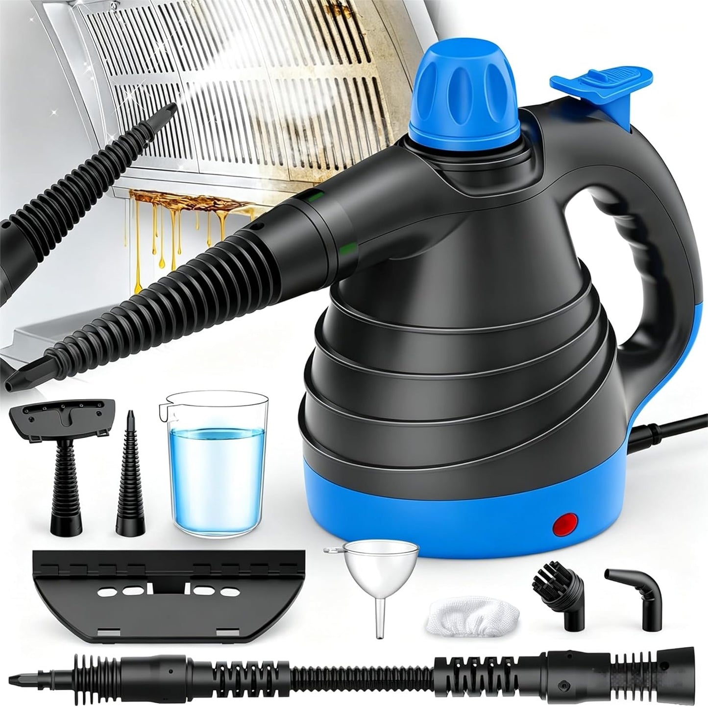 Handheld Steam Cleaner - 275°F High-Temp Fast Heating Multi-Surface Steamer for Cleaning, 100% Chemical-Free Pet Safe Portable Steam Cleaner for Home/Bath/Window/Car Detailing/Couch/Grout(Blue)