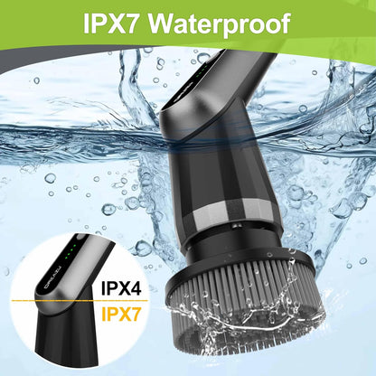 Electric Spin Scrubber, Dreazu IPX7 Shower Scrubber with 7 Replaceable Brush Heads & Retractable Handle, 2-Speed Adjustable Shower Cleaner for Bathroom,Toilet, Bathtub, Kitchen, Tile Floors