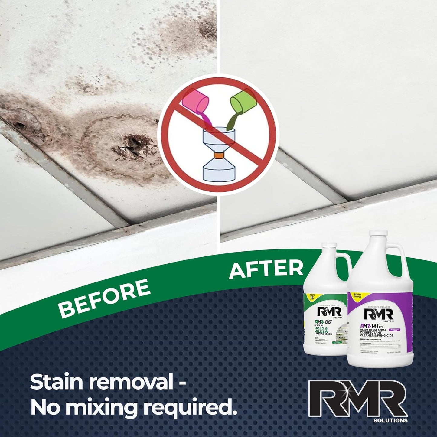 RMR Brands DIY Mold & Stain Remover Bundle, Complete Mold Killer & Mildew Prevention Kit, Disinfectant Spray, Includes 2-32 fluid ounce Bottles