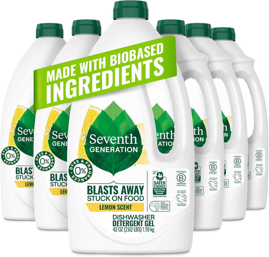 Seventh Generation Dishwasher Detergent Gel Lemon Scent 2 pack for sparkling dishes dishwasher soap 70 oz