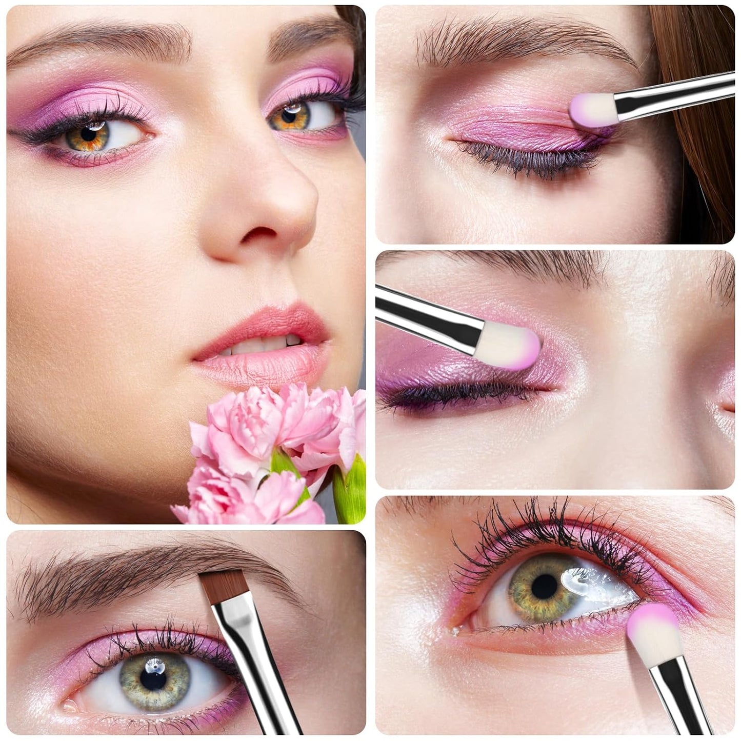 Eye Makeup Brush Set, 6 Pcs Professional Blending Eyeshadow Makeup Brushes for Concealer Eyebrows Eyeliner, Soft Hairs & Wood Handle