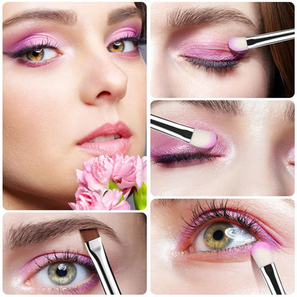 Eye Makeup Brush Set, 6 Pcs Professional Blending Eyeshadow Makeup Brushes for Concealer Eyebrows Eyeliner, Soft Hairs & Wood Handle