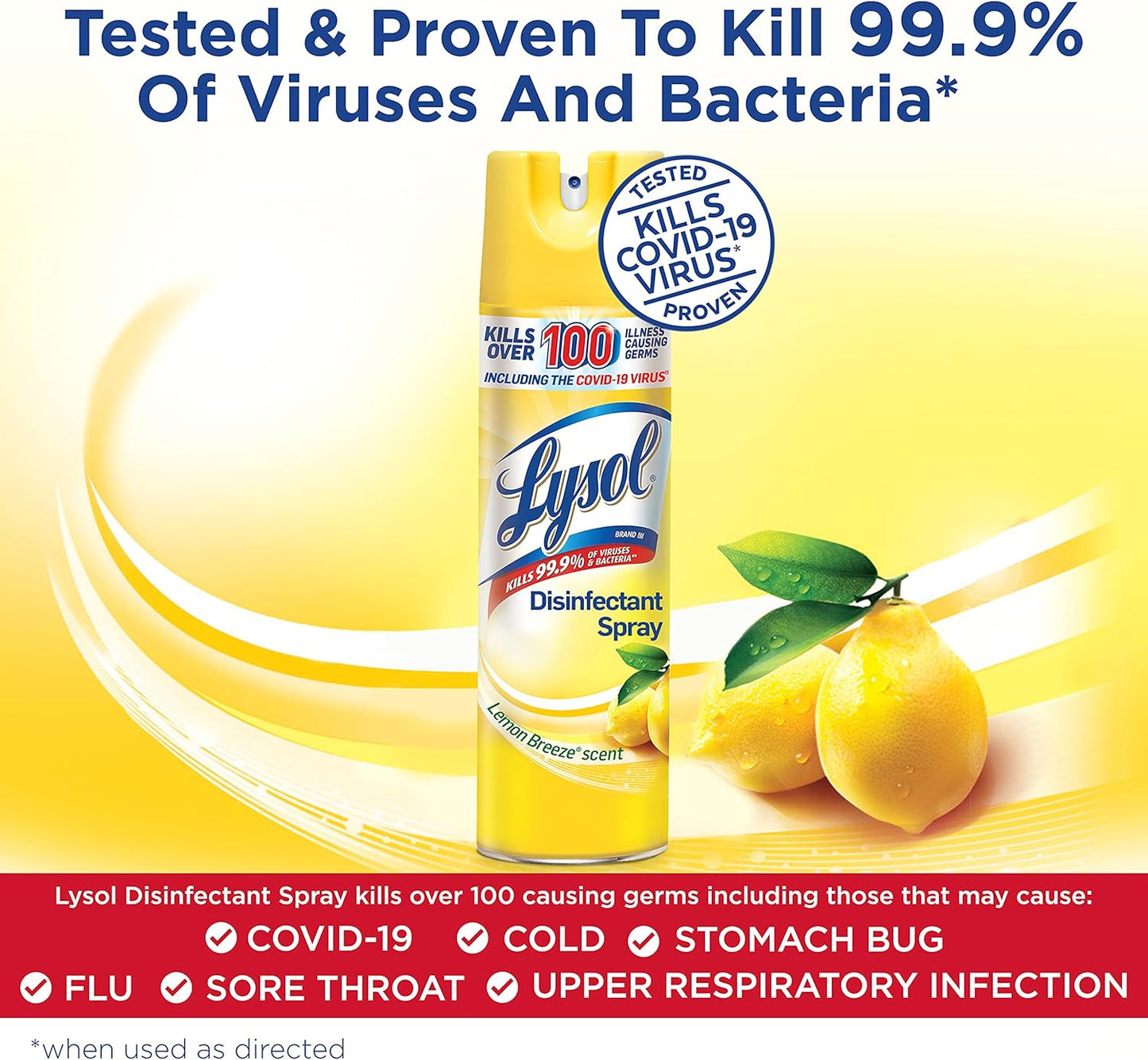 Lysol Disinfectant Spray, Household Essential Cleaning Supplies, Multi-Purpose Room Spray, Antibacterial Sanitizer Spray, Upholstery Deodorizer, Home and Bathroom, Crisp Linen,19 Fl Oz
