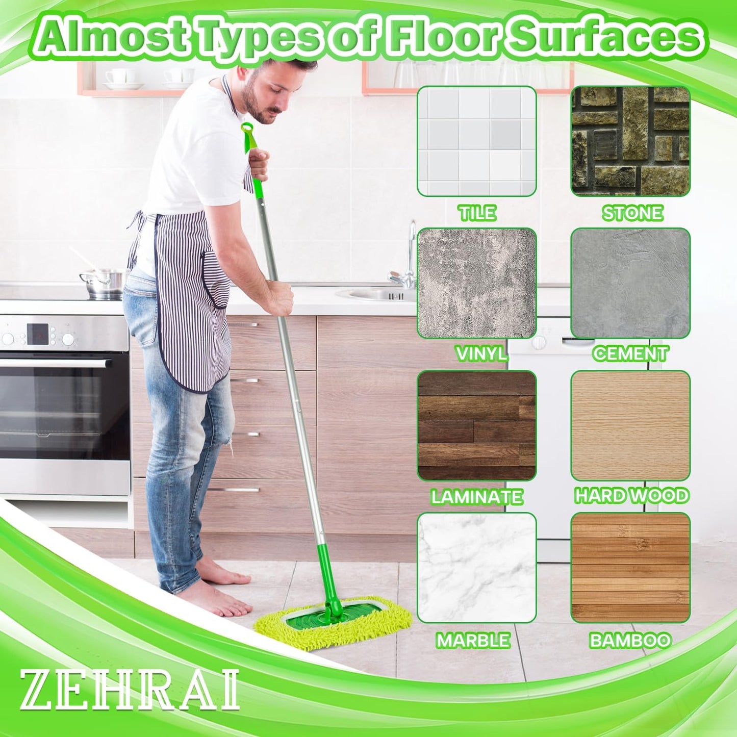 Reusable Microfiber Mop Pads for Swiffer Sweeper Mop — 6 Pack Washable & Reusable Wet & Dry Floor Cleaning Pads — Compatible Replacement Mop Refills for Hardwood, Tile & Multi-Surface Floors