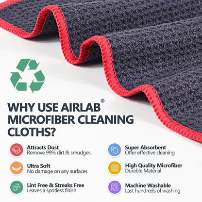 Glass Polishing Cloth Streak Free Miracle Cleaning Cloth Lint Free Microfiber Cleaning Rags for Glasses Kitchen Dish Mirrors Easy Clean, Pack of 6, 12" x 12"